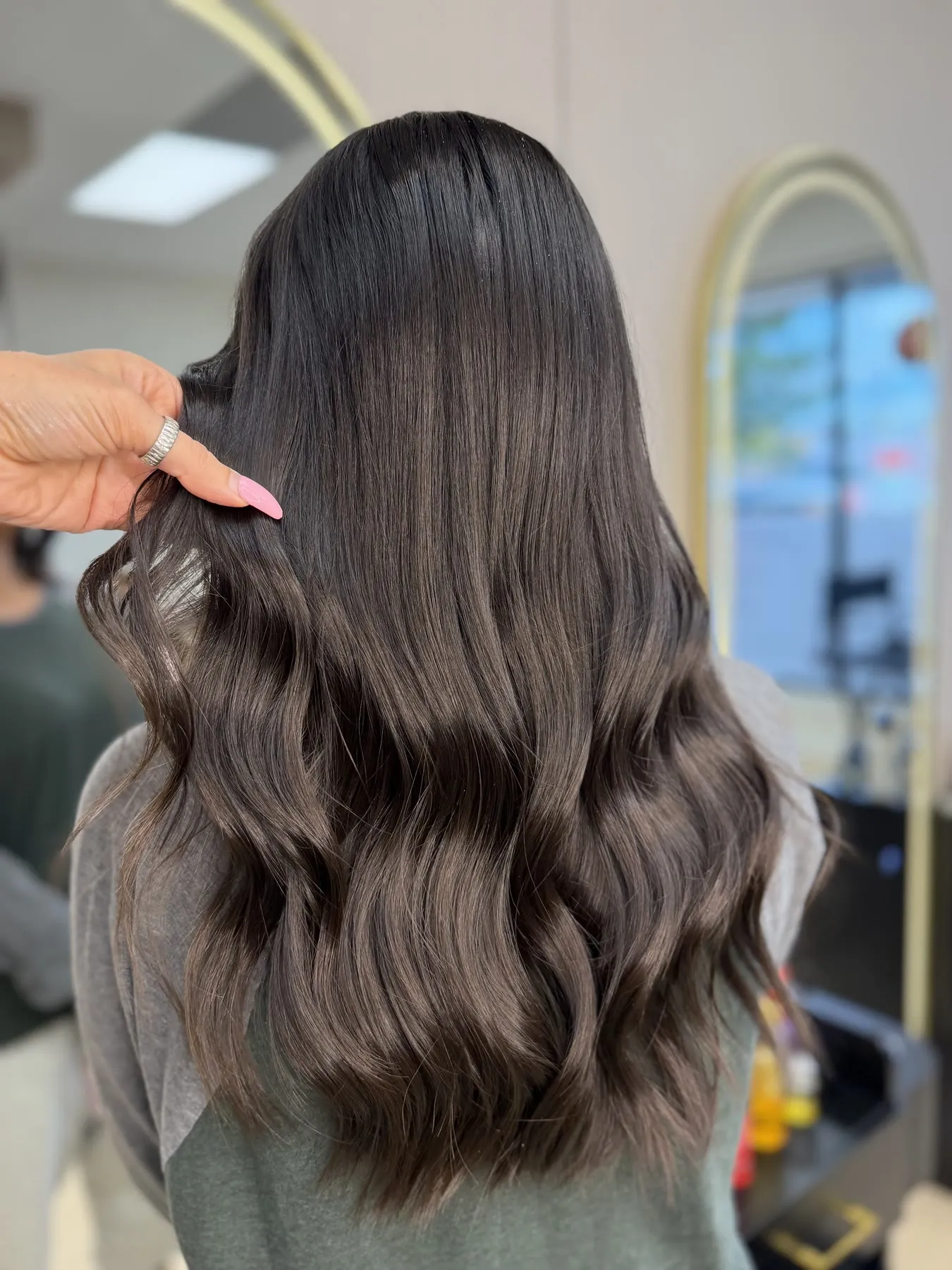 Deep brunette waves by Ronak Hairstylist in Toronto